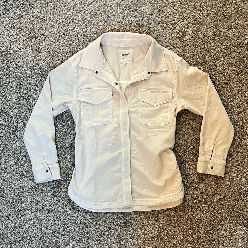 Aerie Canvas Shacket in Cream